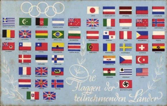 PC Olympia Berlin 1936, flags of the participating countries