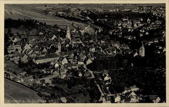 Ak Rottweil am Neckar, Fliegeraufnahme
