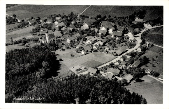 Postcard Mindelau Mindelheim in Unterallgäu, aerial photograph