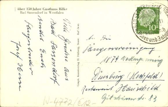 Postcard Bad Sassendorf in Westphalia, over 150 years of Gasthaus Bilke, Interior