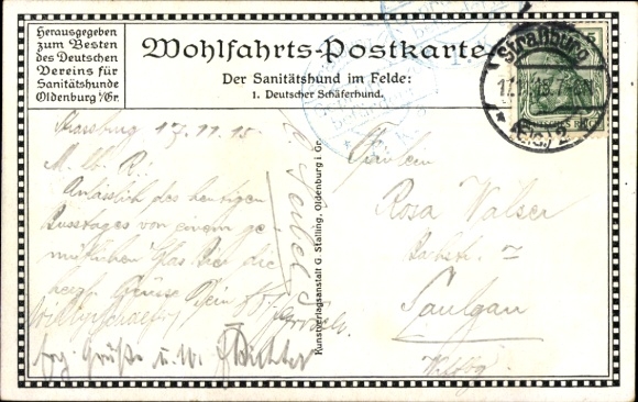 Artist Postcard vd Heide, JW, medical dog, German Shepherd