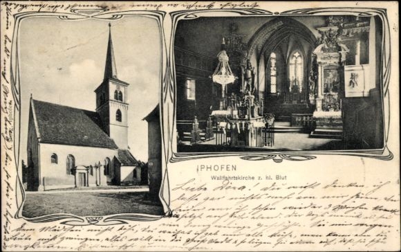 Postcard Iphofen in Lower Franconia, pilgrimage church of the Holy Blood