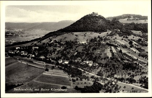 Postcard Bechtersbohl Küssaberg in Baden Württemberg, aerial photo, Küssaburg ruins
