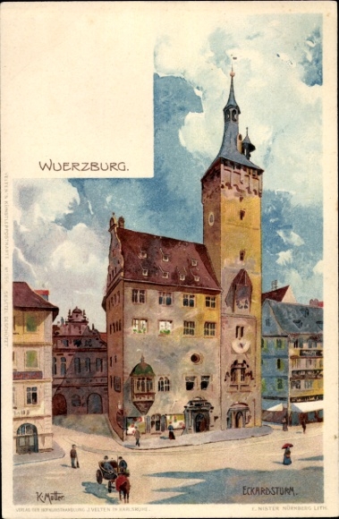 Artist Chromo-Litho Mutter, K., Würzburg am Main Lower Franconia, Eckardsturm