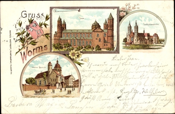 Chromo-Litho Worms in Rhineland-Palatinate, Cathedral, Church of Our Lady, Coat of Arms