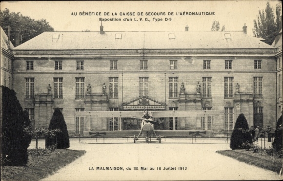 Ak La Malmaison Aisne, Expo d'un LVG Type D9, 30 Mail 1916, Deut. Kampfflugzeug
