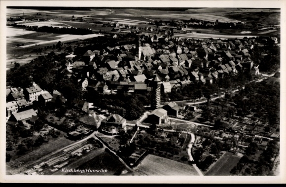 Postcard Kirchberg im Hunsrück, total view, aerial photograph