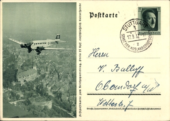 Ganzachen Ak Junkers Ju 52 Immelmann II, D 2600, Lufthansa, Hitlers Privatflugzeug
