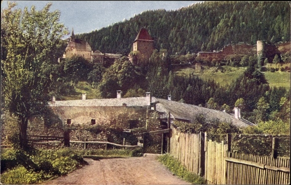 Postcard Friesach in Carinthia, ruin Petersberg