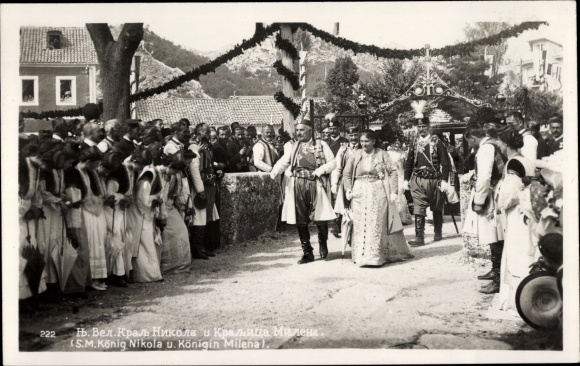 Postcard King Nikola I of Montenegro, Queen Milena