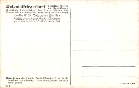 Artist Postcard Stöwer, Willy, Destruction of an English merchant steamer by a German submarine