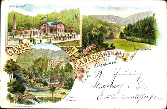 Litho Netzschkau im Vogtland, Bad Rosental, Park