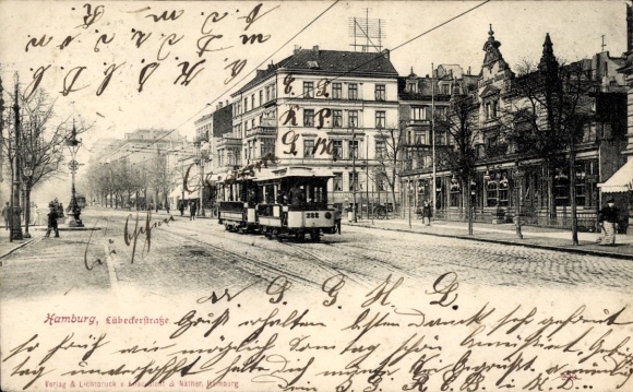 Postcard Hamburg Hohenfelde, Lübeckerstraße, tram