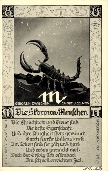 Ak Sterrenbeeld Schorpioen, 24 oktober tot 22 november