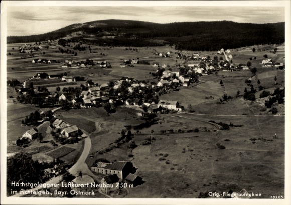 Postcard Neubau Fichtelberg in the Fichtelgebirge Upper Franconia, aerial photograph