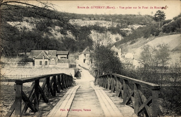 Ak Giverny Eure, Brücke, Häuser, Landschaft, Phot. Lavergne, Vernon