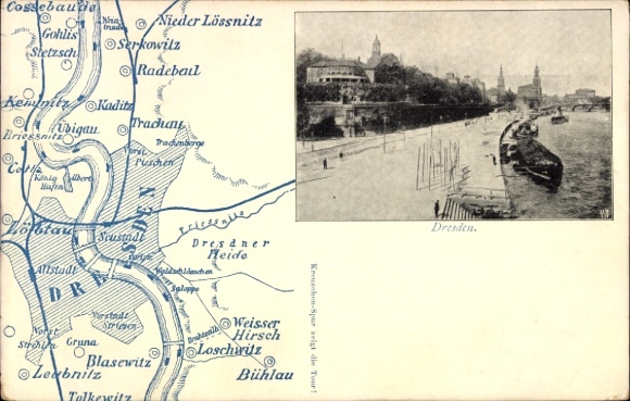 Maps Postcard Dresden Old Town, Belvedere, Brühl Terrace