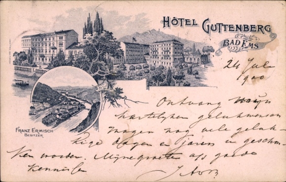 Litho Bad Ems an der Lahn, Hotel Gutenberg