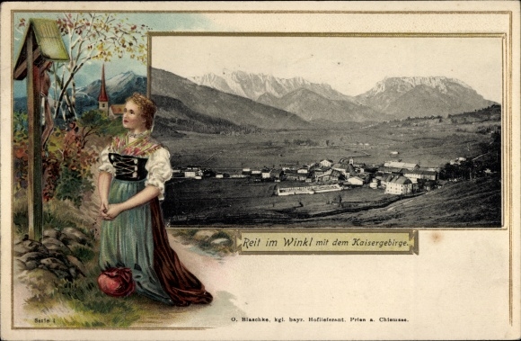 Passepartout PC Reit im Winkl Upper Bavaria, partial view, Kaisergebirge