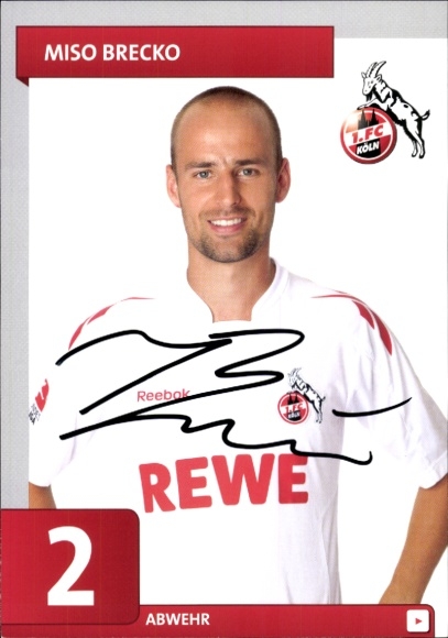 Autogrammkarte Fußballer Miso Brecko, 1. FC Köln, Autogramm