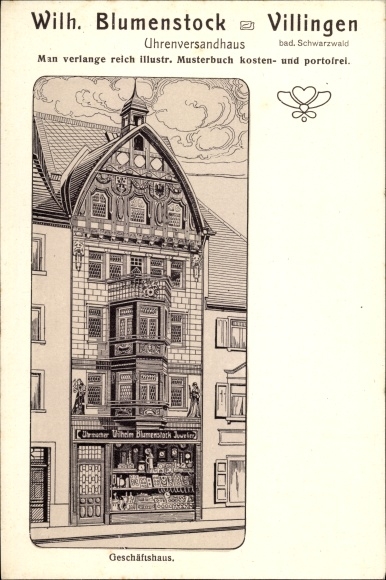 Artist PC Villingen im Schwarzwald, Wilh. Blumenstock, watch mail order company, commercial building