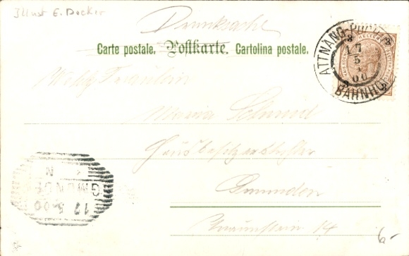 Artist Postcard Döcker, E., Family at grace
