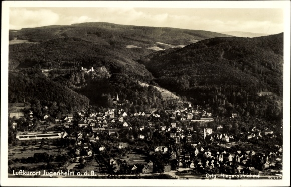 Ak Jugenheim an der Bergstrasse Hessen, Fliegeraufnahme