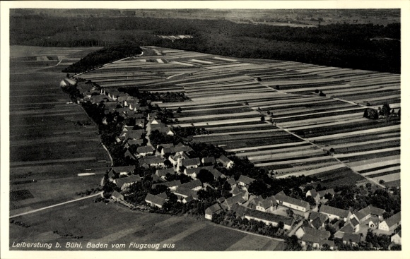 Postcard Leiberstung Sinzheim in Baden, aerial photograph