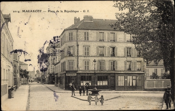 Ak Malakoff Hauts de Seine, Place de la Republique, Cafe