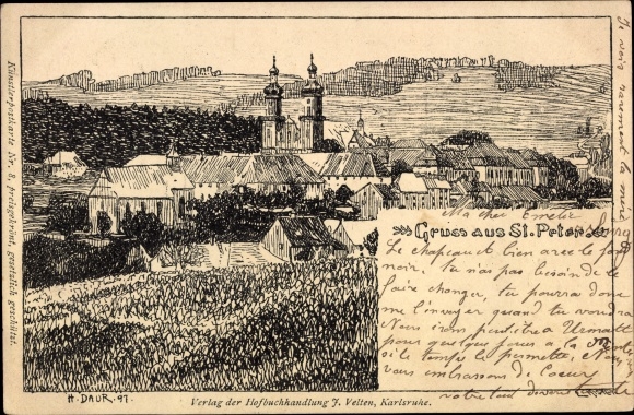 Artist PC Daur, H., St. Peter Upper Black Forest, general view of the city