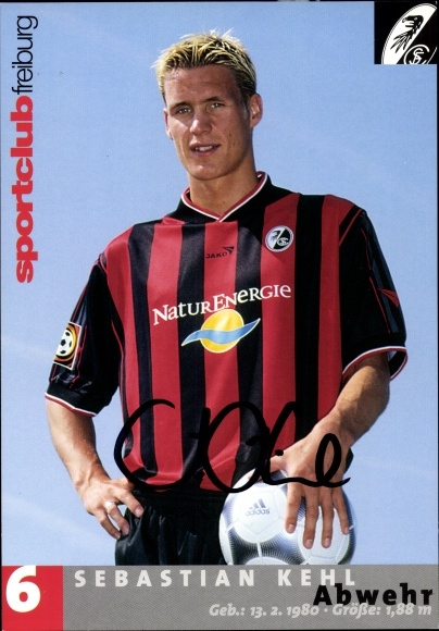 Collective picture soccer player Sebastian Kehl, SC Freiburg, autograph