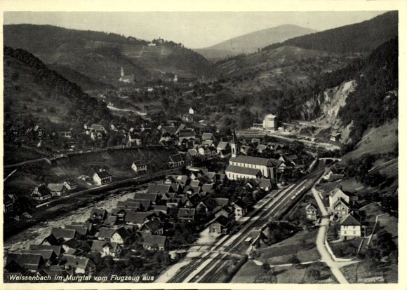 Postcard Weisenbach in the Murgtal Black Forest, aerial photograph