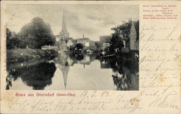 Ak Otterndorf an der Niederelbe, Teilansicht, Kirche