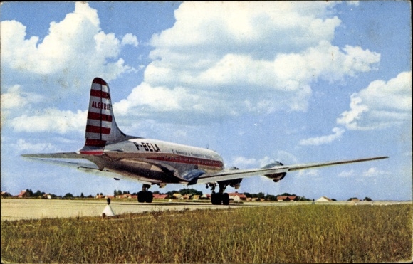Postcard Four-engine Douglas DC 4, Cie Air Algérie, Passagierflugzeug, F-BELA