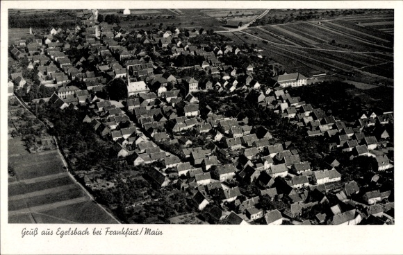 Postcard Egelsbach in Hessen, aerial photograph