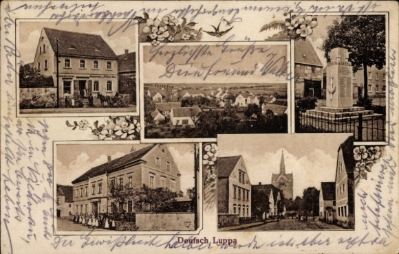 Passepartout Ak Deutsch Luppa Wermsdorf Sachsen, Restaurant, Inh. Wilhelm Nöbel, Denkmal