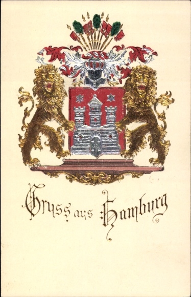 Coat of arms Postcard Hamburg, city coat of arms