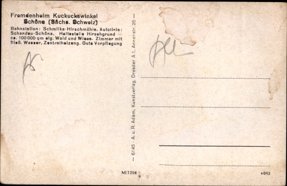 Ak Schöna Sächsische Schweiz, Fremdenheim Kuckuckswinkel