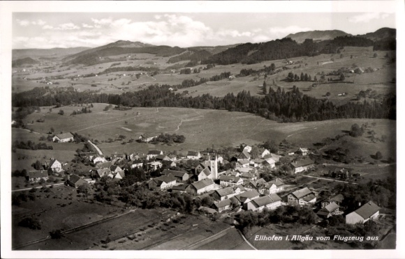 Postcard Ellhofen Weiler Simmerberg in Allgäu, aerial photograph