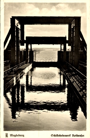 Postcard Magdeburg in Saxony-Anhalt, The Rothensee Boat Lift