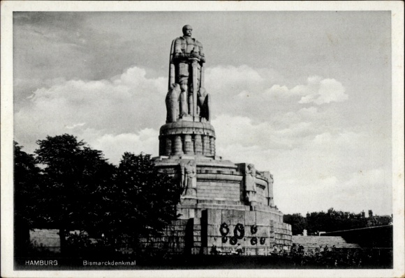 Postcard Hamburg St. Pauli, view of the Bismarck Monument