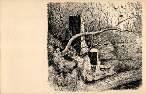 Artist Postcard Herstelle Beverungen on the Weser, Karlstein, Saxon Altar, Boniface Cross