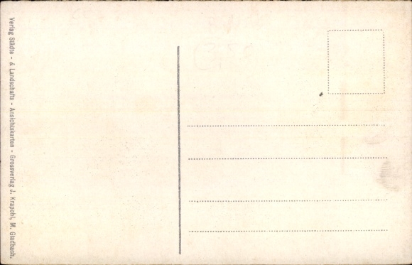 Postcard Moers am Niederrhein, Steinstraße, shop Krüger and Oberbeck Imports, tram
