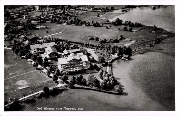Postcard Bad Wiessee in the district of Miesbach Upper Bavaria, hotel, aerial photograph