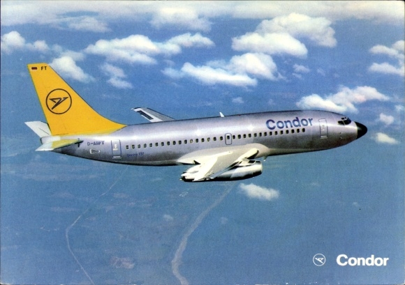 Postcard passenger aircraft Condor, Boeing 737-230 Europa-Jet