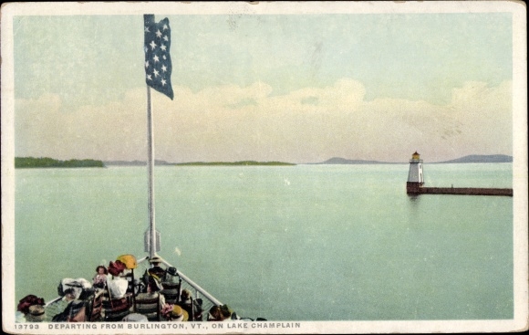 Briefkaart Burlington Vermont Verenigde Staten, Lake Champlain