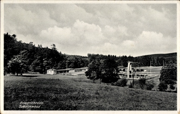 Postcard Friedrichroda in the Thuringian Forest, swimming pool