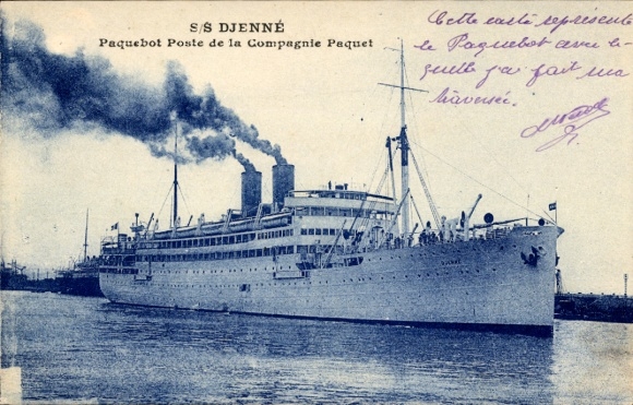 Ak Paquebot S.S. Djenné, Compagnie de Navigation Paquet, CNP