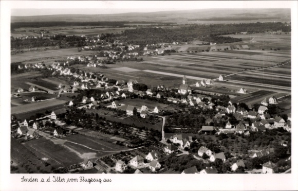 Postcard Senden in Schwaben, aerial photograph