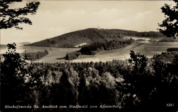 Postcard Bischofswerda in Saxony, view from the city forest, Klosterberg, landscape
